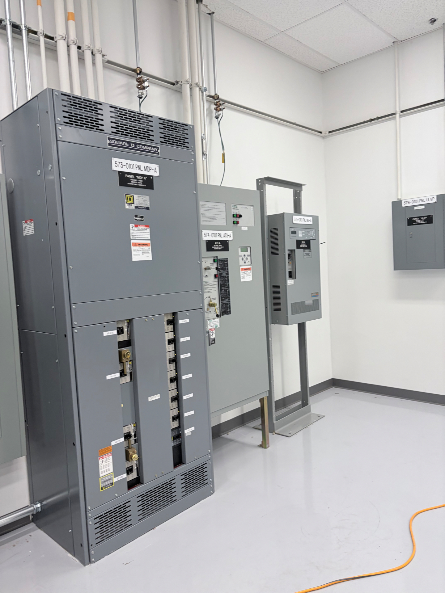 Clean, finished electrical room inside a data center facility